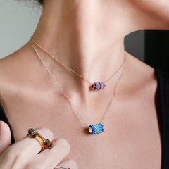 Autumn Mosaic Pattern Silver Necklace