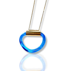 Ocean Harmony – Gold Necklace with Blue Acrylic