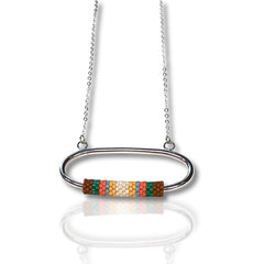 Pumpkin Mosaic Pattern Sterling Silver Long Necklace