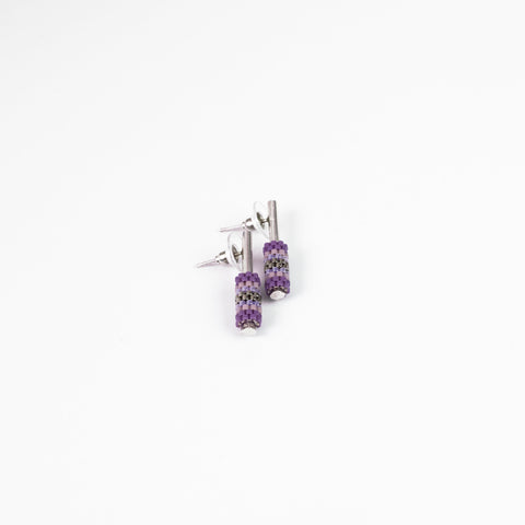 AMETHYST MOSAIC CANE STYLE EARRINGS