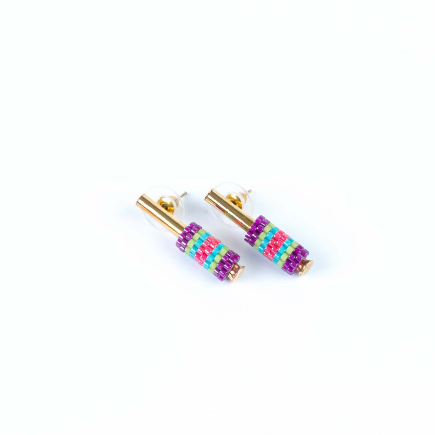 CANDY MOSAIC GOLD CANE STYLE EARRINGS