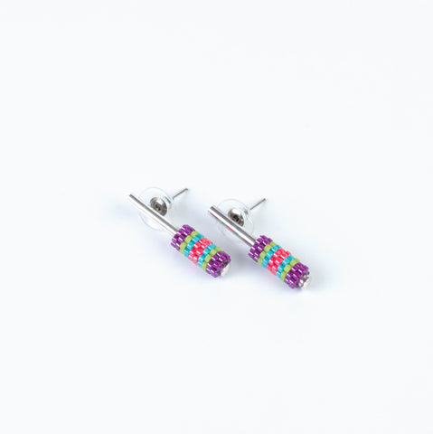 CANDY MOSAIC SILVER CANE STYLE EARRINGS