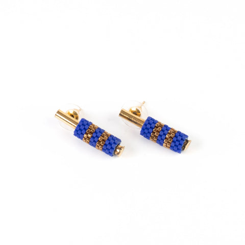 COBALT MOSAIC GOLD CANE STYLE EARRINGS