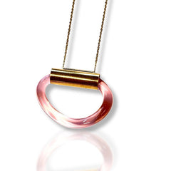 Blush Harmony – Gold Necklace with Pink Acrylic