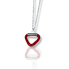 Cherry Triangle – Sterling Silver Necklace with Red Acrylic