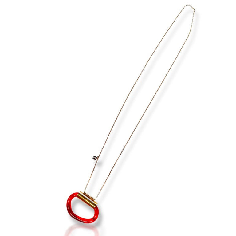 Scarlet Harmony – Gold Necklace with Red Acrylic