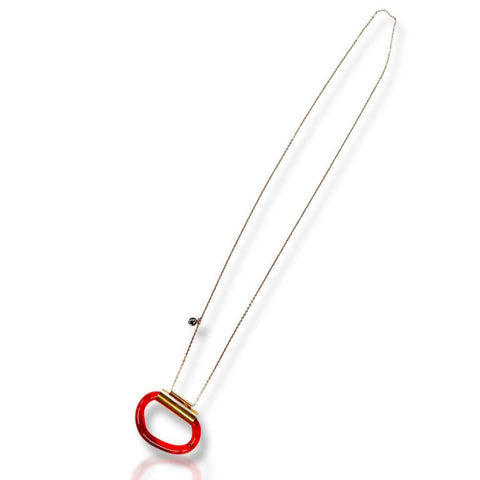 Scarlet Harmony – Gold Necklace with Red Acrylic