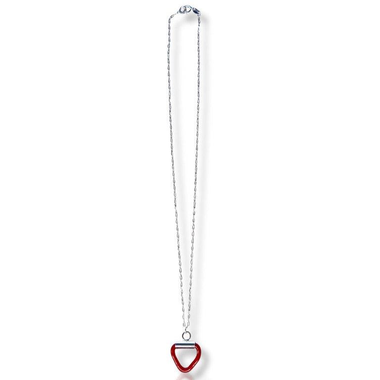 Cherry Triangle – Sterling Silver Necklace with Red Acrylic