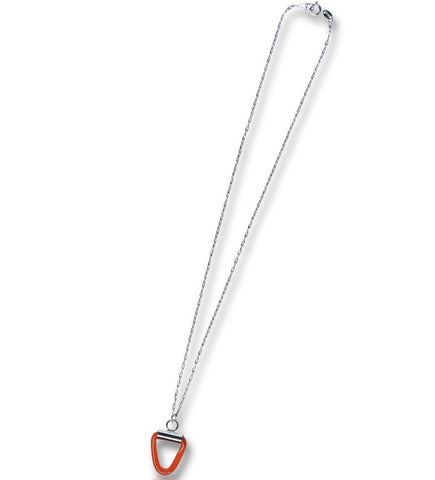 Citrus Triangle – Sterling Silver Necklace with Orange Acrylic