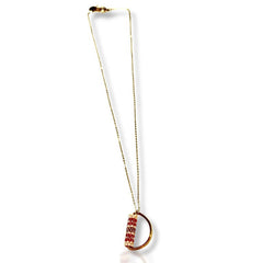 Cinnamon Mosaic Pattern Half-Moon Gold Necklace