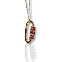 Cinnamon Mosaic Pattern Oval Gold Necklace