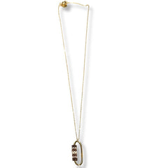 Chocolate Mosaic Pattern Oval Gold Necklace