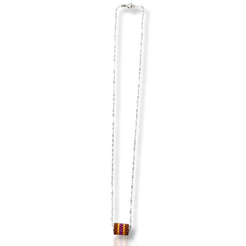 Autumn Mosaic Pattern Silver Necklace
