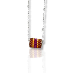 Autumn Mosaic Pattern Silver Necklace