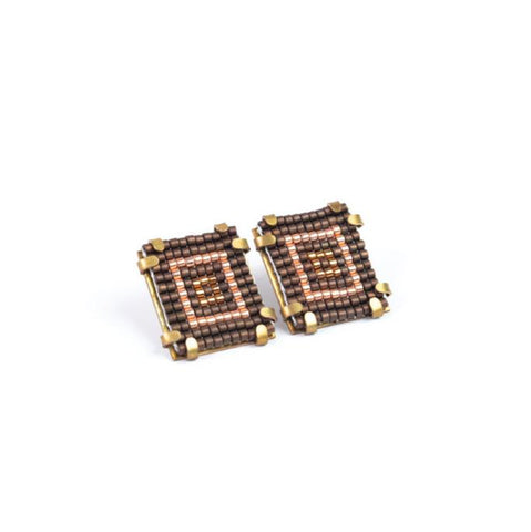 COFFEE MOSAIC SQUARE STYLE EARRINGS