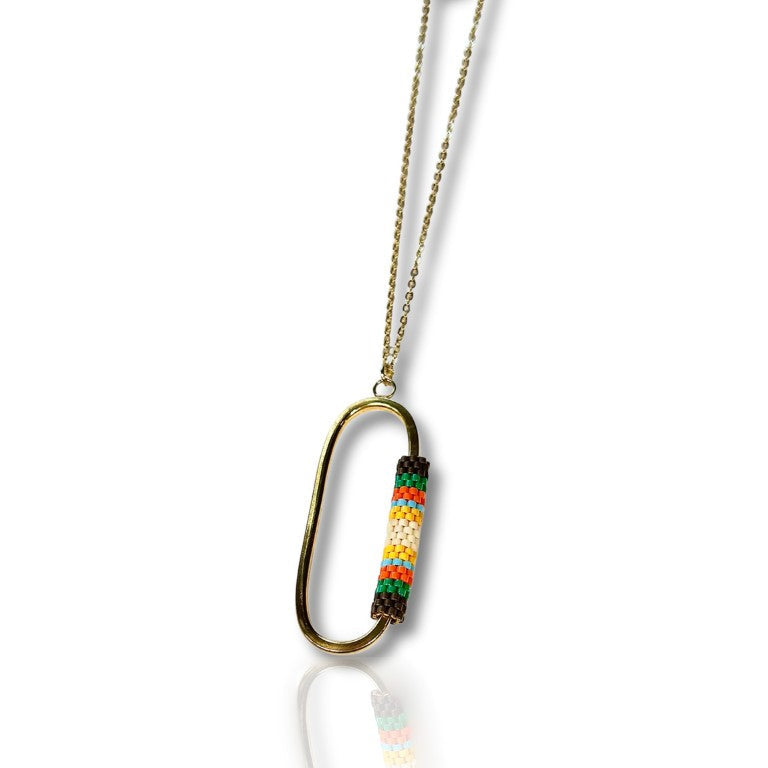 Pumpkin Mosaic Pattern Gold Large Necklace