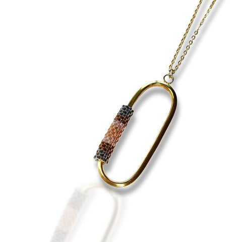 Cartier Mosaic Pattern Oval Gold Long Necklace