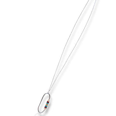 Desert Mosaic Pattern Silver Long Necklace